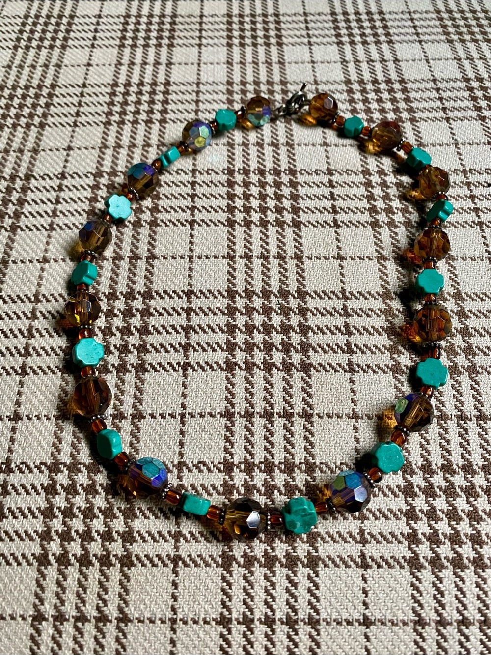 Turquoise and Amber Bead Necklace - Women Jewelry